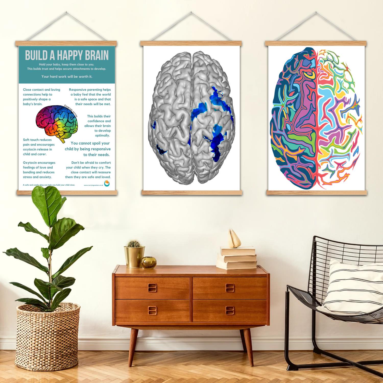 Art Print Framed - ملصق فني من القماش بإطار دماغي،