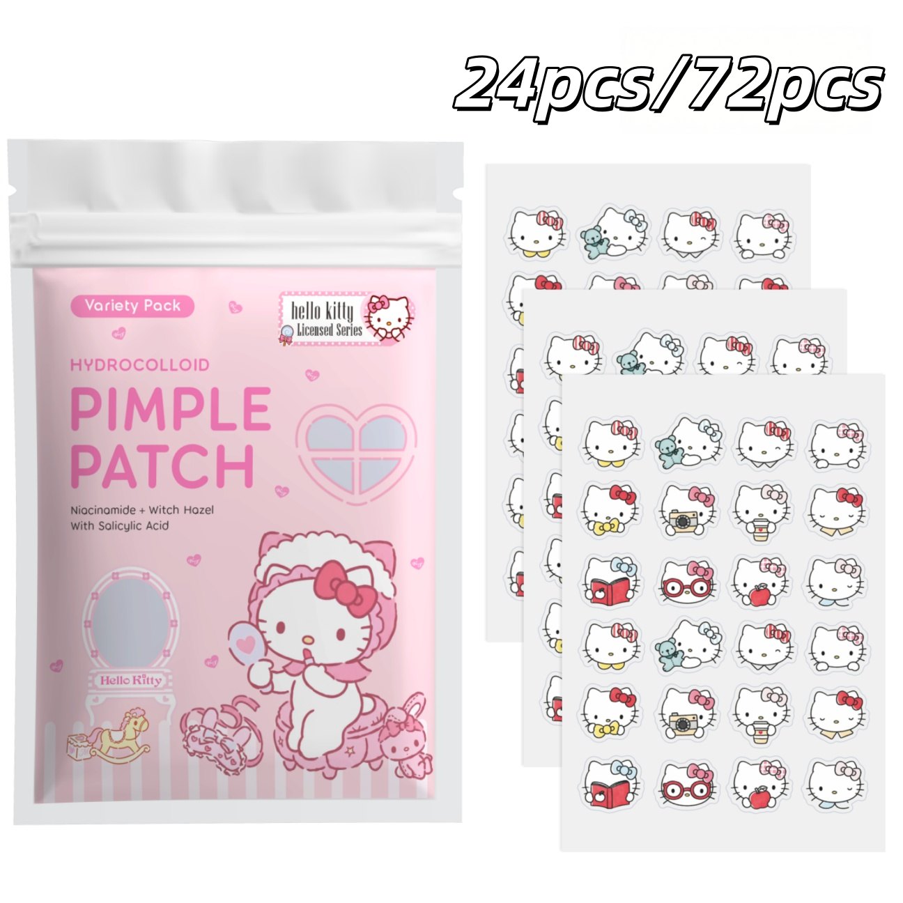 Sticker Sheet Set - 24/72 قطعة من لاصقات هيلو كيتي