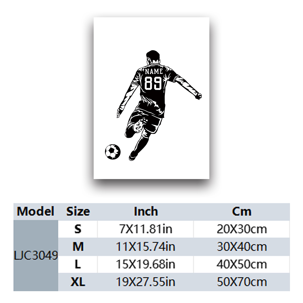1 قطعة لاعب كرة القدم تخصيص اس - مراجعة Art Print Framed وسعره